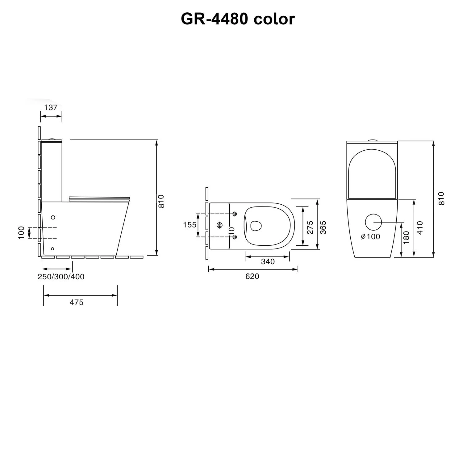 Унитаз Grossman Color GR-4480 BMS напольный, безободковый, с сиденьем микролифт, цвет черный матовый