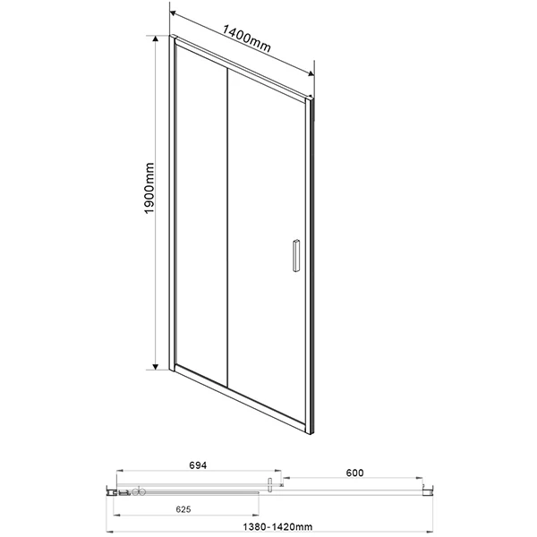 Душевая дверь Vincea Garda VDS-1G 140x190, стекло прозрачное, профиль черный