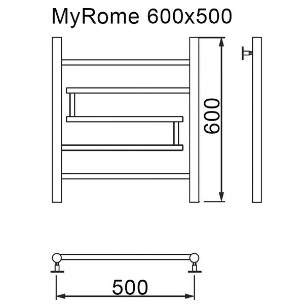 Полотенцесушитель MyFrea My Rome 60x50 водяной, цвет хром