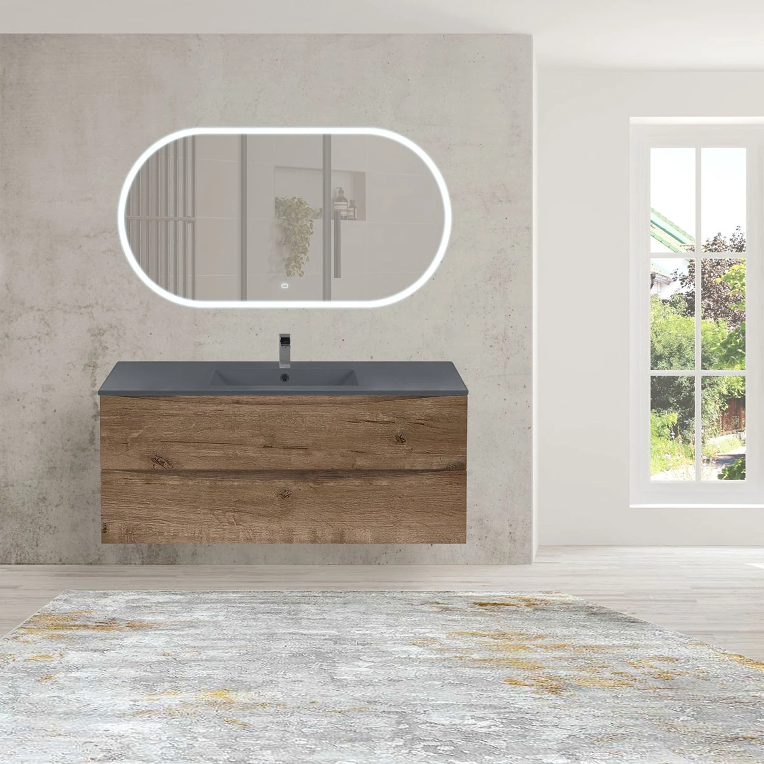 Мебель для ванной Vincea Mia 120, под фарфоровую раковину, цвет винтажный дуб - фото 1