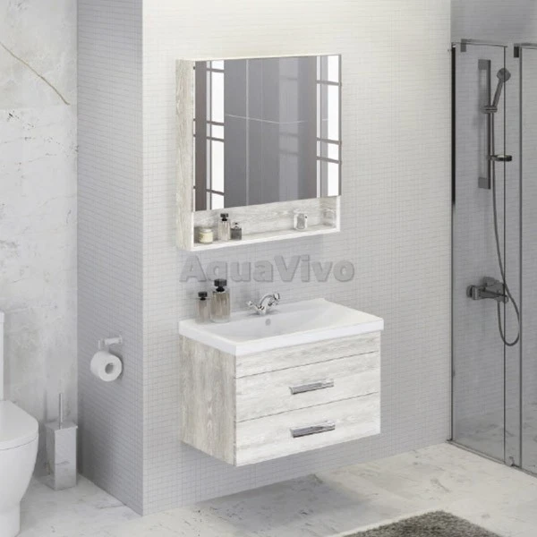 Мебель для ванной Comforty Никосия 80П, цвет дуб белый