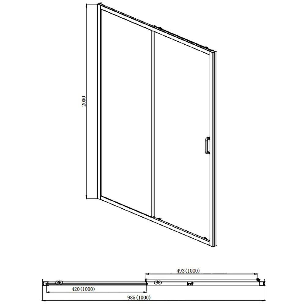 Душевая дверь Акватек Ария AQ ARI RA 10020BL 100x200, стекло прозрачное, профиль черный