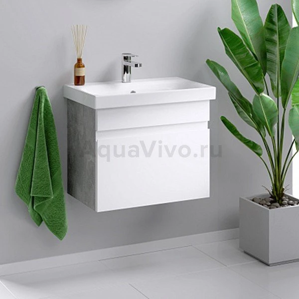 Мебель для ванной Aqwella Smart 50, цвет бетон светлый / белый - фото 1