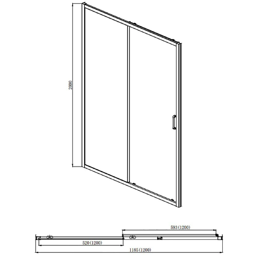 Душевая дверь Акватек Ария AQ ARI RA 12020BL 120x200, стекло прозрачное, профиль черный