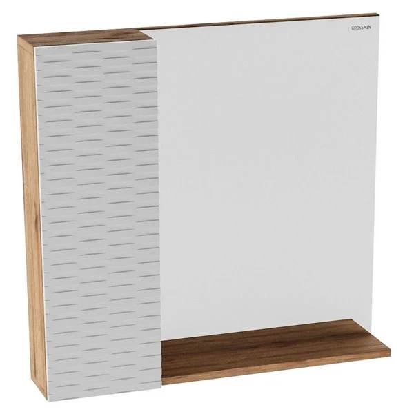 Шкаф-зеркало Grossman Альба 80, левый, цвет веллингтон / белый