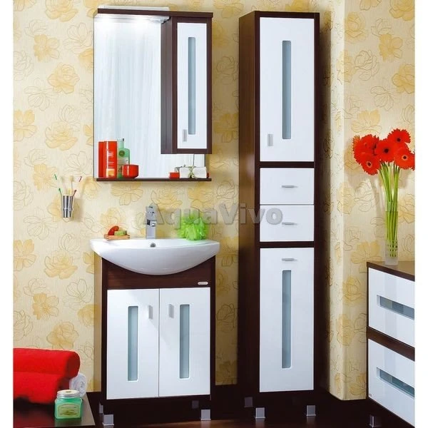 Напольный комплект мебели Бриклаер Бали 60 для ванной комнаты в цвете венге-белый - купить в магазине сантехники Аквавиво