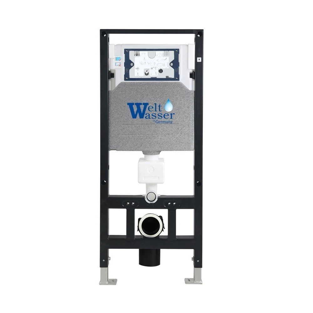 Комплект Weltwasser 10000011302 унитаза Merzbach 043 GL-WT с сиденьем микролифт и инсталляции Amberg 506 с черной кнопкой Amberg RD-BL
