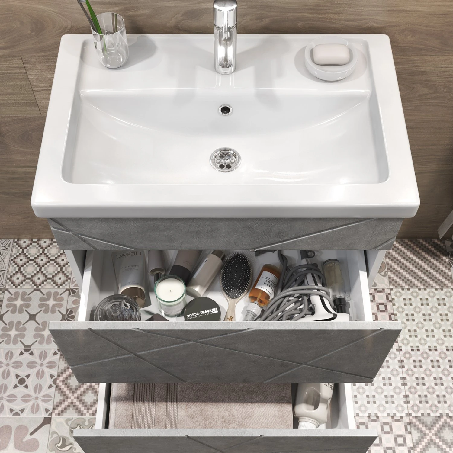 Мебель для ванной Vigo Geometry-2 60, цвет бетон - фото 1