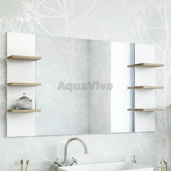 Мебель для ванной Sanflor Ингрид 120, под раковину Олимпия 56, цвет белый матовый / вяз швейцарский